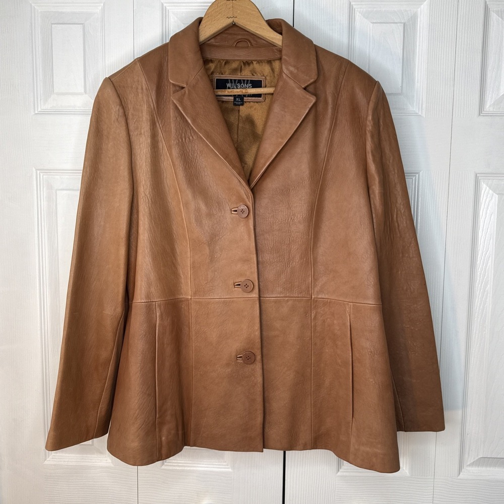 Wilsons Leather Jacket Pelle Studio Women's XLarge Brown Blazer‎ Coat Soft MINT!